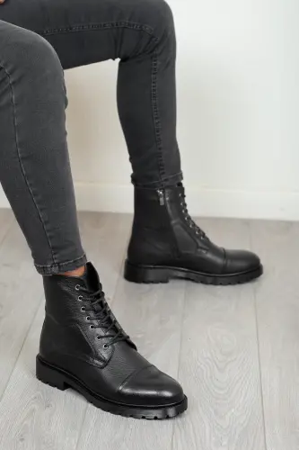 D402 Genuine Leather Cold-Proof Winter Men's Boots Rubber Sole - 3