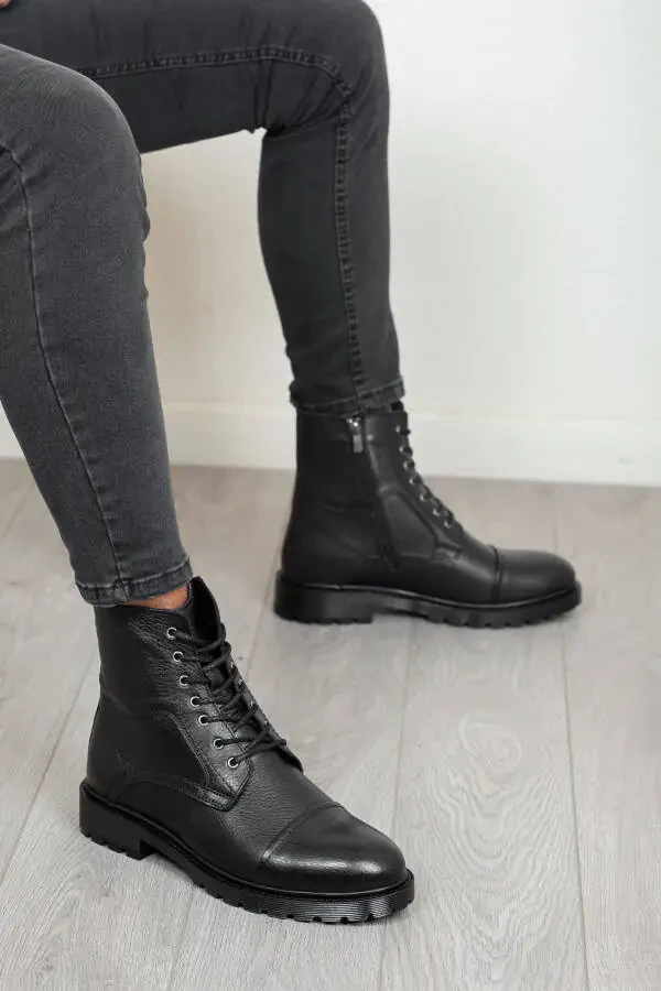 D402 Мужские зимние ботинки из натуральной кожи с резиновой подошвой, не пропускающие холод - 4