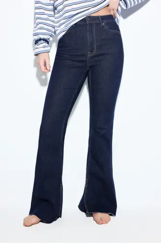 D74 slim fit İspanyol paça jean - Mavi Denim - 3