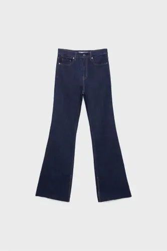 D74 slim fit İspanyol paça jean - Mavi Denim - 7