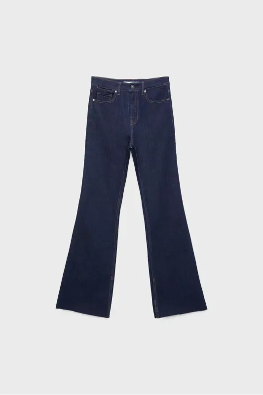 D74 slim fit İspanyol paça jean - Mavi Denim - 7