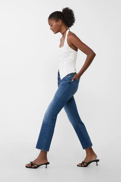 D78 Crop İspanyol paça jean-Mavi Denim1 - STRADIVARIUS