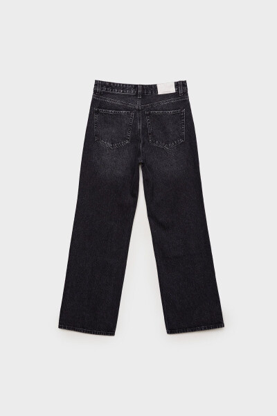 D92 Straight Wide-Yıkanmış görünümlü siyah denim - 6