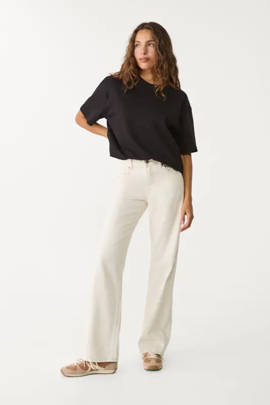 D92 straight fit geniş paça jean-Ekru1 - STRADIVARIUS