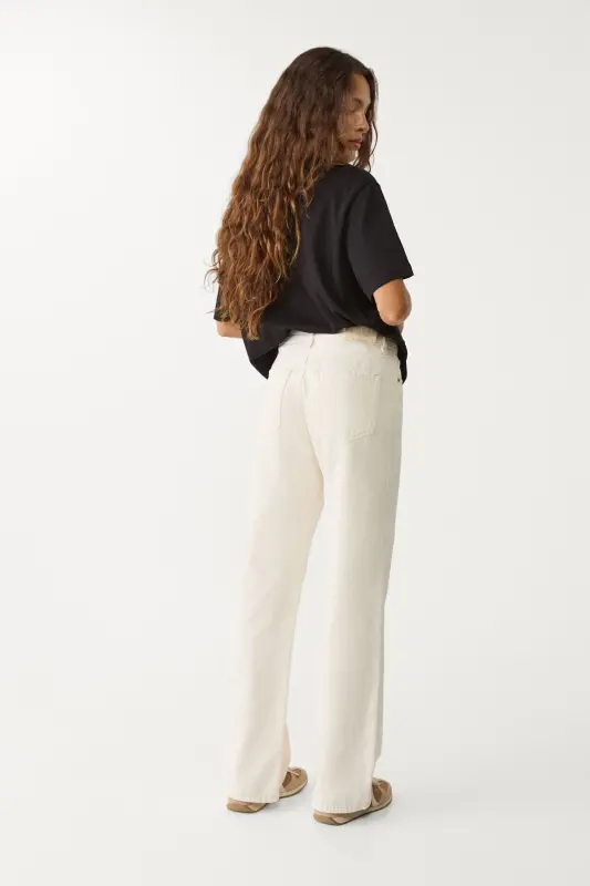 D92 straight fit geniş paça jean-Ekru1 - 3