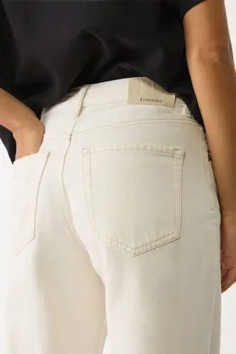 D92 straight fit geniş paça jean-Ekru1 - 4