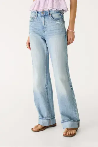 D92 Straight wide-Açık mavi denim1 - 3