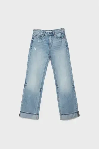 D92 Straight wide-Açık mavi denim1 - 6