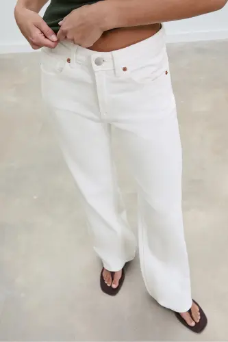 D92 straight fit geniş paça jean-Beyaz - 3