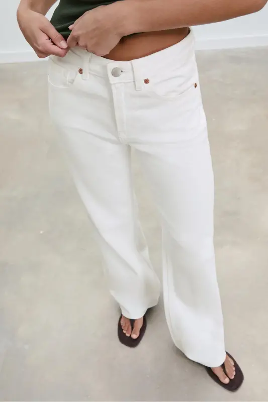 D92 straight fit geniş paça jean-Beyaz - 3