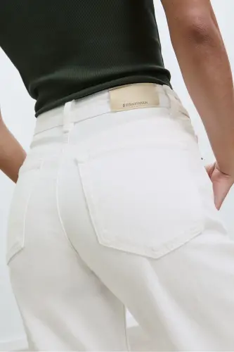 D92 straight fit geniş paça jean-Beyaz - 4