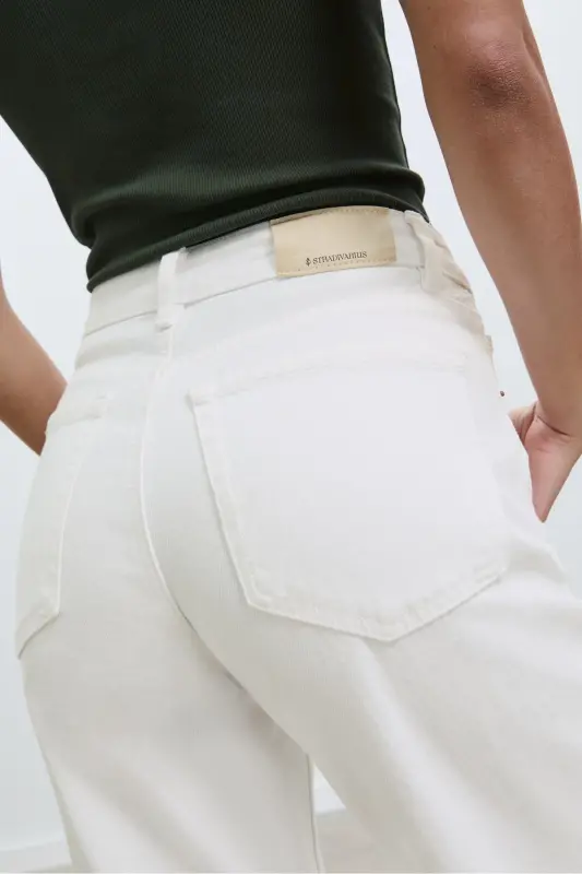 D92 straight fit geniş paça jean-Beyaz - 4