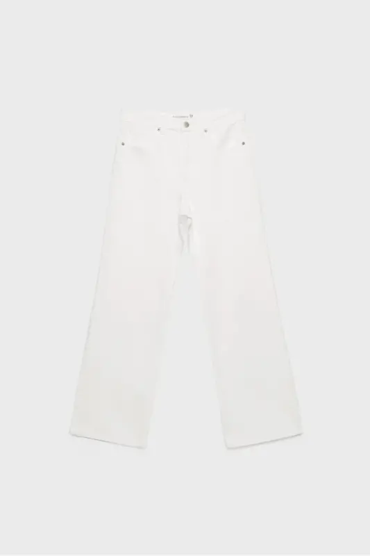 D92 straight fit geniş paça jean-Beyaz - 6