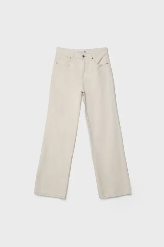 D92 straight fit широкие джинсы - Экрю1 - 5