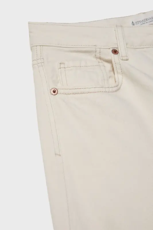 D92 straight fit широкие джинсы - Экрю1 - 7