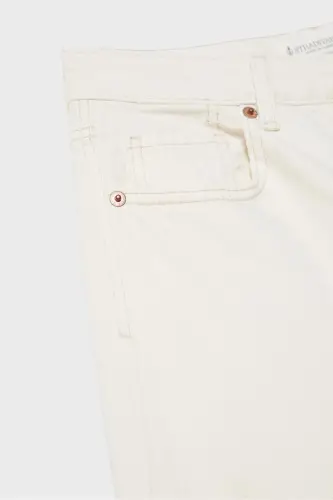 D92 straight fit широкие джинсы - Экрю1 - 3