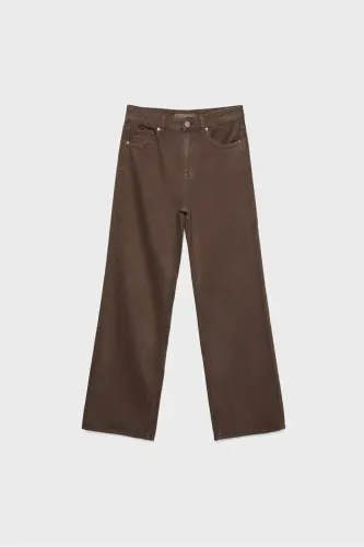D92 straight fit wide leg jeans-Brown 