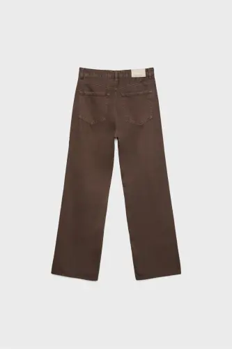 D92 straight fit wide leg jeans-Brown - STRADIVARIUS (1)