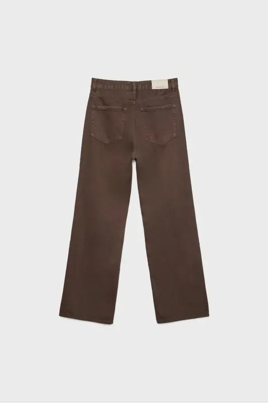 D92 straight fit wide leg jeans-Brown - 2