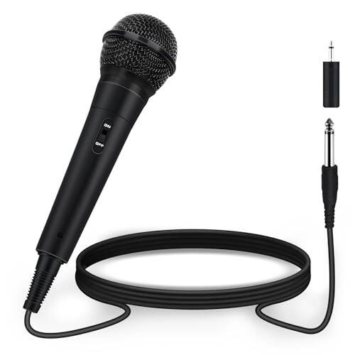 Daakro Handheld Wired Microphone - Dynamic Vocal Mic for Amplifier, Karaoke Microphone w/6.5 ft Cable and ON/Off Switch, Handheld Cardioid Wired Mic for Singing, Compatible w/Amplifier/Mixer/Speaker - 1