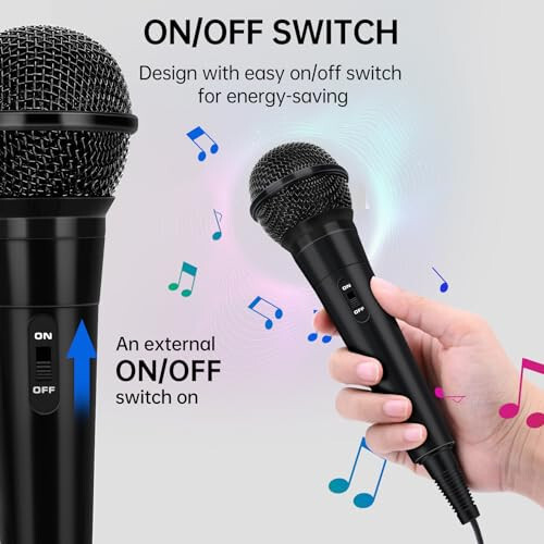 Daakro Handheld Wired Microphone - Dynamic Vocal Mic for Amplifier, Karaoke Microphone w/6.5 ft Cable and ON/Off Switch, Handheld Cardioid Wired Mic for Singing, Compatible w/Amplifier/Mixer/Speaker - 4