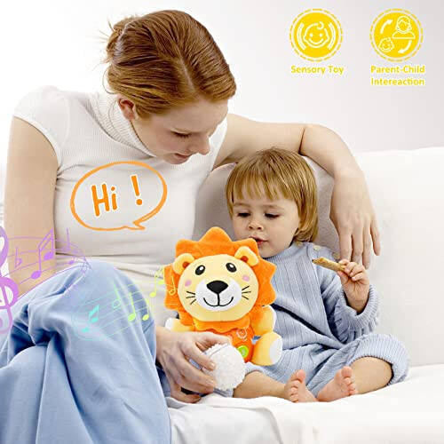 Daboot Bebek Oyuncakları 6-12 Ay - 1 Yaşındaki Bebekler İçin Bebek Müzik Oyuncağı - Sevimli Aslan Peluş Oyuncaklar Yenidoğan Oyuncağı 0 3 6 9 12 Ay En İyi Hediye - 3