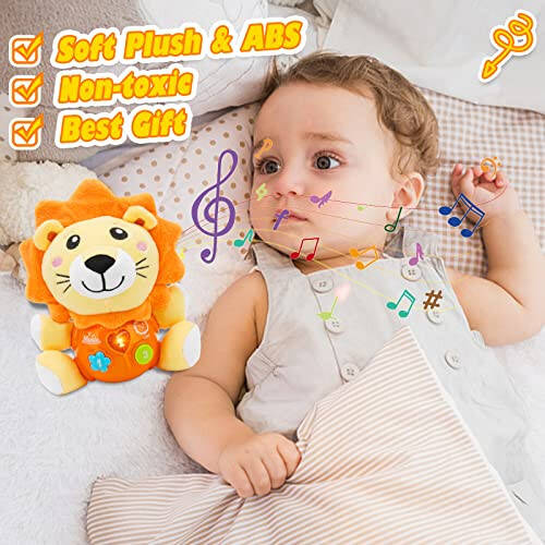 Daboot Bebek Oyuncakları 6-12 Ay - 1 Yaşındaki Bebekler İçin Bebek Müzik Oyuncağı - Sevimli Aslan Peluş Oyuncaklar Yenidoğan Oyuncağı 0 3 6 9 12 Ay En İyi Hediye - 6