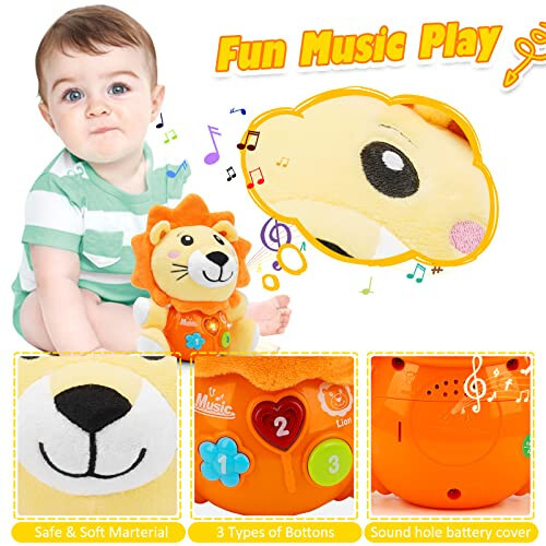 Daboot Chaqaloq O'yinchoqlari 6 dan 12 oygacha - 1 Yoshli Bo'laklar va Qizlar Uchun Chaqaloq Musiqali O'yinchoq - Yoqimli Sher Plyush O'yinchoqlari Yangi Tug'ilgan Chaqaloq O'yinchoq 0 3 6 9 12 Oy Eng Yaxshi Sovg'a - 5
