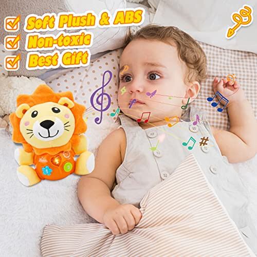 Daboot Chaqaloq O'yinchoqlari 6 dan 12 oygacha - 1 Yoshli Bo'laklar va Qizlar Uchun Chaqaloq Musiqali O'yinchoq - Yoqimli Sher Plyush O'yinchoqlari Yangi Tug'ilgan Chaqaloq O'yinchoq 0 3 6 9 12 Oy Eng Yaxshi Sovg'a - 6