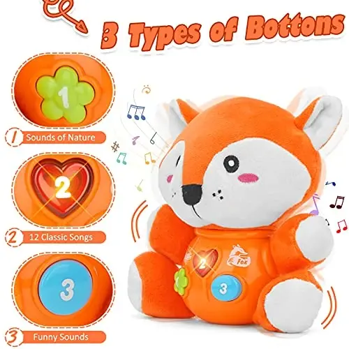 daboot Plush Musical Baby Toys, Cute Fox for 3-6-12 Months Boys Girls | Best Gift Newborn Toys for Toddlers Infants 0 3 6 9 12 Month - 5