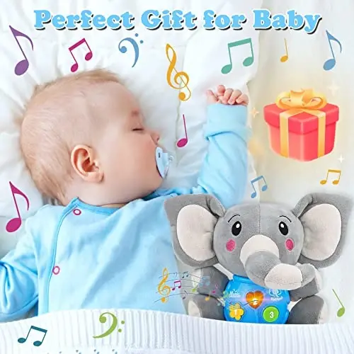 daboot Plush Musical Baby Toys，Cute Elephant Toys for 3-6-12 Months Boys & Girls, Cute Stuffed Animal Infants Baby Toy， Elephant Baby Stuff，Toys for Infants 0-6 Months - 6