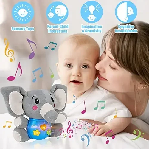 daboot Plush Musical Baby Toys，Cute Elephant Toys for 3-6-12 Months Boys & Girls, Cute Stuffed Animal Infants Baby Toy， Elephant Baby Stuff，Toys for Infants 0-6 Months - 3