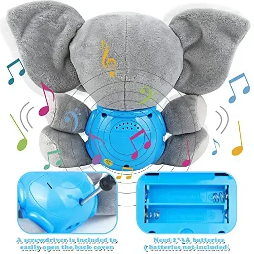 daboot Plush Musical Baby Toys，Cute Elephant Toys for 3-6-12 Months Boys & Girls, Cute Stuffed Animal Infants Baby Toy， Elephant Baby Stuff，Toys for Infants 0-6 Months - 5