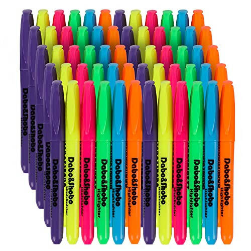 Dabo&Shobo Highlighters, 60 Bulk Pack Highlighter, Assorted Colors, Chisel Tip, Quick Drying For Highlighting - 1