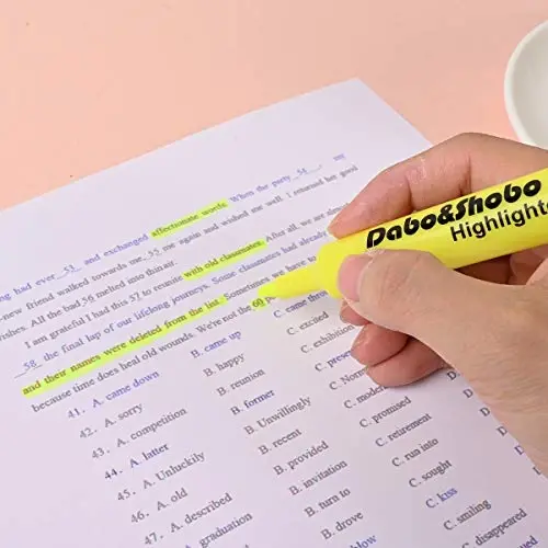 Dabo&Shobo Yellow highlighter, 24 Pack -yorqin rang, kesilgan uchli, kattalar bolalar uchun Uy Maktabi Ofisida belgilash, Tank Style - 4