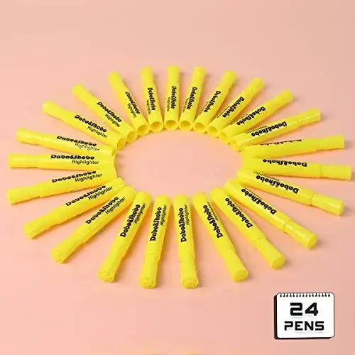 Dabo&Shobo Yellow highlighter, 24 Pack -yorqin rang, kesilgan uchli, kattalar bolalar uchun Uy Maktabi Ofisida belgilash, Tank Style - 6