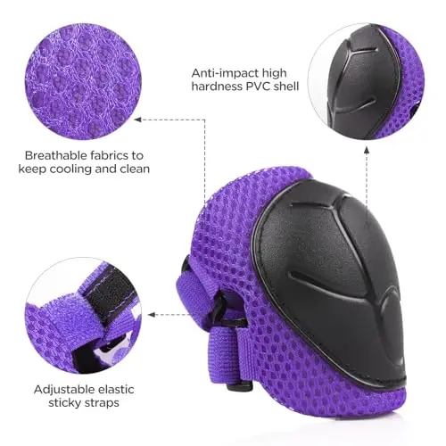 DaCool Kids Bike Helmet Set Skateboard Knee Pads - Kids Helmet Elbow Pads Wrist Guards Adjustable for 3~10yrs Girl Boy Kids Protective Gear Set for Sport Cycling Bike Roller Skating Scooter - 5