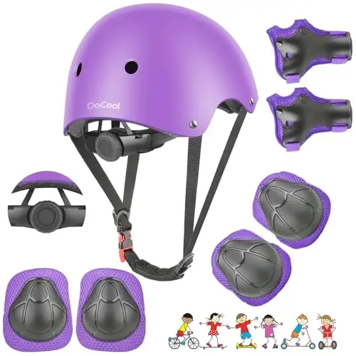 DaCool Kids Bike Dubulg'a To'plami Skateboard Tizza Prokladkalari - Bolalar Dubulg'asi Tirsak Prokladkalari Bilak Himoyachilari 3~10 yoshli Qiz Bola Bolalar Sport Velosiped Rolikli Konki Scooter uchun Himoya Vositalari To'plami 