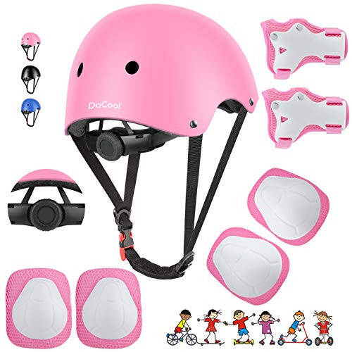 DaCool Kids Bike Helmet Set Skateboard Knee Pads - Kids Helmet Elbow Pads Wrist Guards Adjustable for 3~10yrs Girl Boy Kids Protective Gear Set for Sport Cycling Bike Roller Skating Scooter - 1