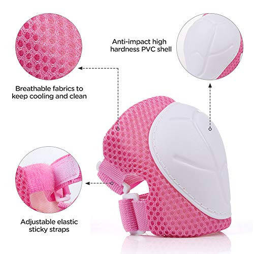 DaCool Kids Bike Helmet Set Skateboard Knee Pads - Kids Helmet Elbow Pads Wrist Guards Adjustable for 3~10yrs Girl Boy Kids Protective Gear Set for Sport Cycling Bike Roller Skating Scooter - 3