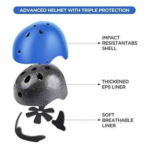 DaCool Kids Bike Helmet Set Skateboard Knee Pads - Kids Helmet Elbow Pads Wrist Guards Adjustable for 3~10yrs Girl Boy Kids Protective Gear Set for Sport Cycling Bike Roller Skating Scooter - DACOOL (1)