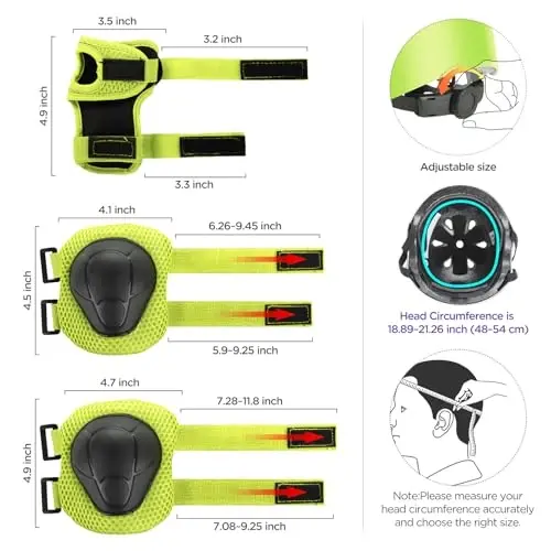 DaCool Kids Bike Helmet Set Skateboard Knee Pads - Kids Helmet Elbow Pads Wrist Guards Adjustable for 3~10yrs Girl Boy Kids Protective Gear Set for Sport Cycling Bike Roller Skating Scooter - DACOOL (1)