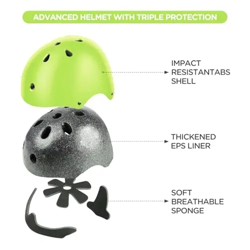 DaCool Kids Bike Helmet Set Skateboard Knee Pads - Kids Helmet Elbow Pads Wrist Guards Adjustable for 3~10yrs Girl Boy Kids Protective Gear Set for Sport Cycling Bike Roller Skating Scooter - 3