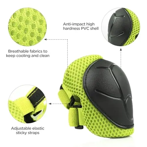 DaCool Kids Bike Helmet Set Skateboard Knee Pads - Kids Helmet Elbow Pads Wrist Guards Adjustable for 3~10yrs Girl Boy Kids Protective Gear Set for Sport Cycling Bike Roller Skating Scooter - 4