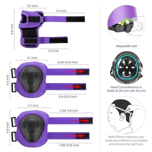 DaCool Kids Bike Helmet Set Skateboard Knee Pads - Kids Helmet Elbow Pads Wrist Guards Adjustable for 3~10yrs Girl Boy Kids Protective Gear Set for Sport Cycling Bike Roller Skating Scooter - DACOOL (1)