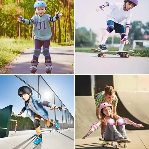 DaCool Kids Bike Helmet Set Skateboard Knee Pads - Kids Helmet Elbow Pads Wrist Guards Adjustable for 3~10yrs Girl Boy Kids Protective Gear Set for Sport Cycling Bike Roller Skating Scooter - 6