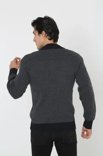 Dad Plus Size Zippered Oversized Cardigan Jacket-navy blue - 4