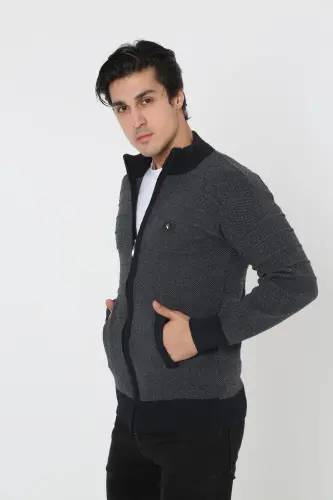 Dad Plus Size Zippered Oversized Cardigan Jacket-navy blue - 6