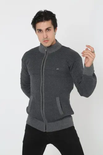 Dad Plus Size Zippered Oversized Cardigan Jacket-smoky - 2