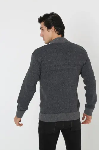 Dad Plus Size Zippered Oversized Cardigan Jacket-smoky - 3